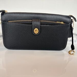 Coach Bella Small Pebbled Leather Crossbody Bag Clutch Wallet Black Authentic